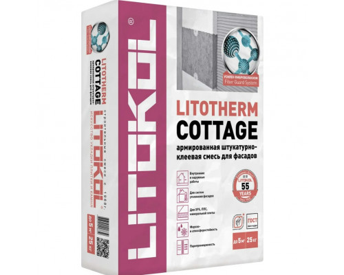 Купить Litokol Litotherm Cottage (Коттедж) Штукатурно-клеевой состав универсальный серый 25 кг c доставкой