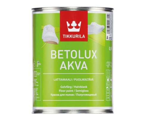 Краска интерьерная полиуретан-акрилатная для полов Tikkurila Betolux Akva C (полупрозрачная), 0,9 л