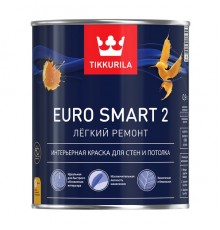 Краска интерьерная водно-дисперсионная Tikkurila Euro Smart 2 (белая), 2.7 л